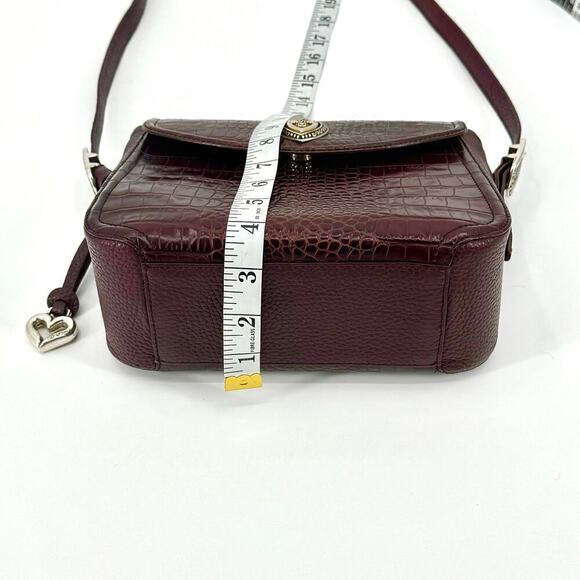 Brighton VTG Y2K Purple Cognac Crocodile Embossed Crossbody Bag Genuine Leather - Picture 11 of 15